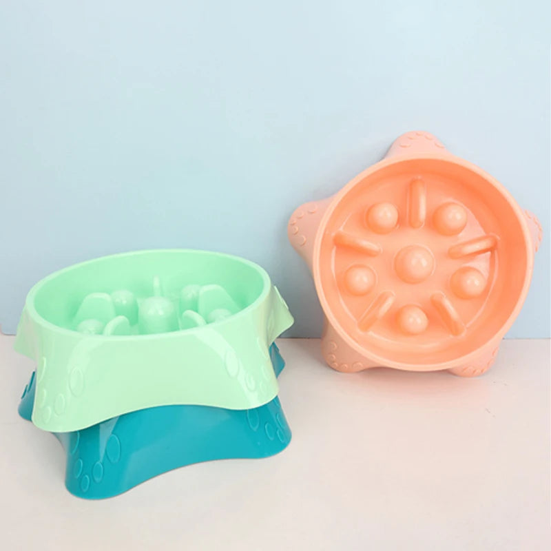 Pet Starfish Shape Slow Food Bowl Dog Anti-choking Slow Food Bowl Dog Feeding Anti-knock Over Multifunctional Bowl Pet Tableware