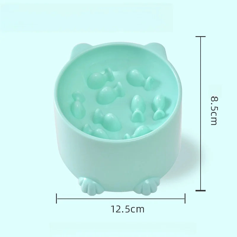 Pet High Foot Anti Choking Bowl Neck Protection Feeder Dispenser Cartoon Shape Slow Cat Dog Water Food Bowl Cat Accessories